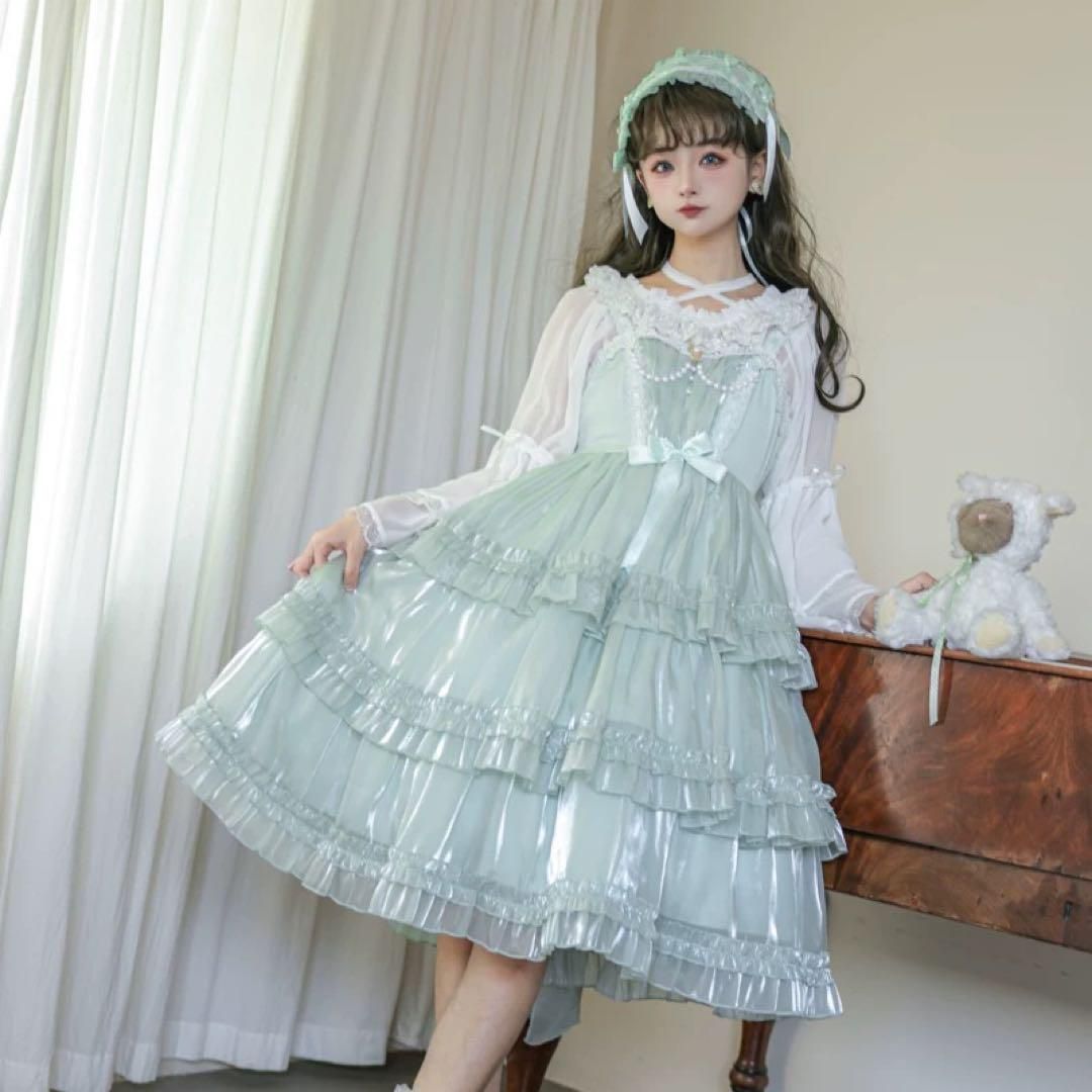 【驚きの価格が実現！】 ♥ 甘ロリワンピース♪リボン×フリル×パールで可愛い 女子会やお出かけに