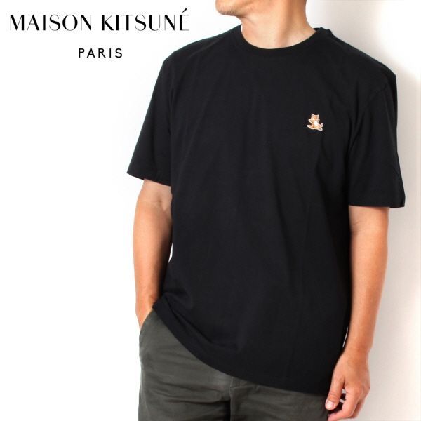 24SSモデル メゾン キツネ MAISON KITSUNE  チラックス フォックス パッチ レギュラー Tシャツ【BLACK】 LM00110KJ0008  P199/【2024SS】m-tops