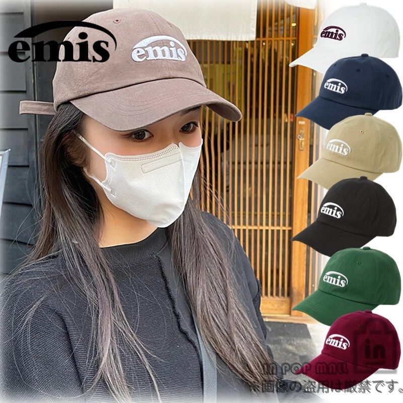 emis イミス キャップ レディース 大人可愛い ロゴ入り 韓国