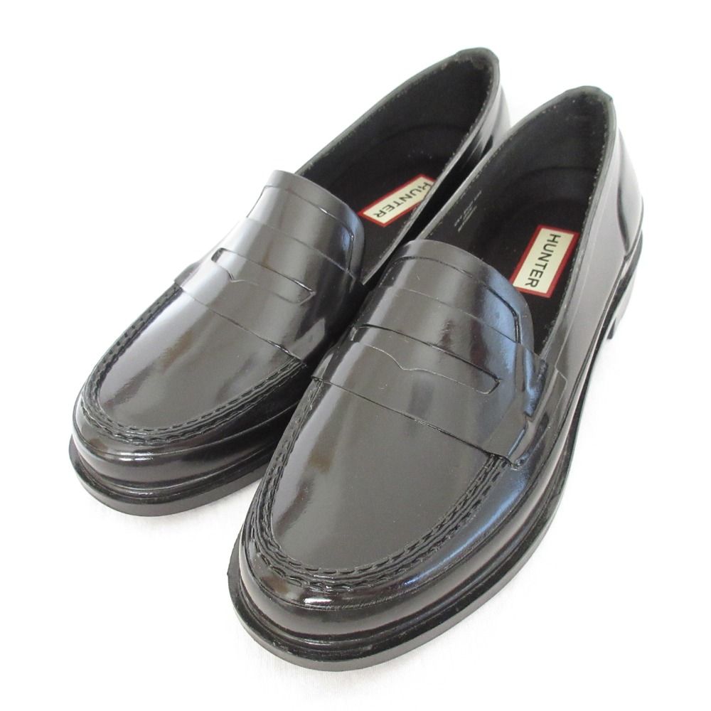 美品 HUNTER ハンター リファインド グロス ペニー ローファー ラバー