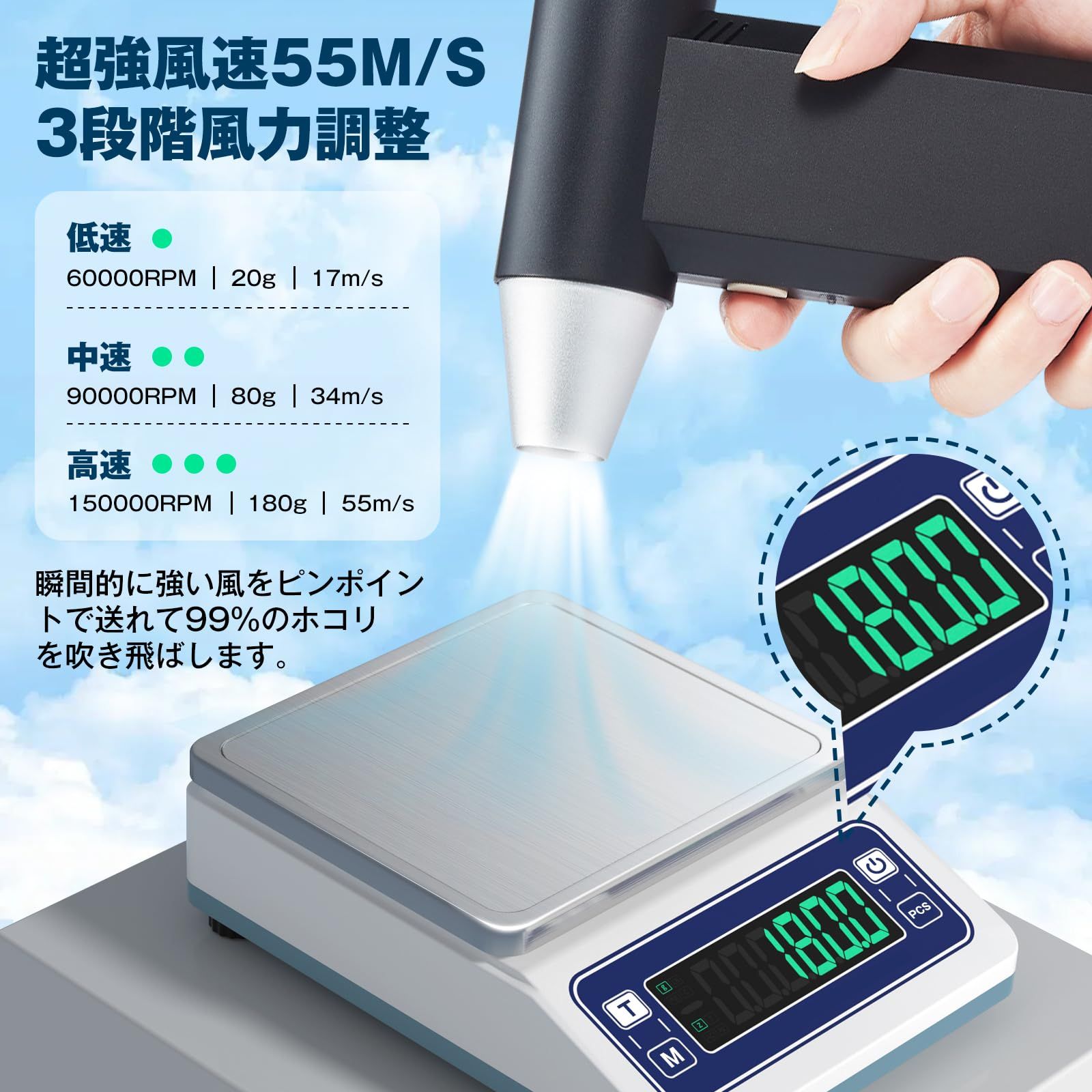 【数量限定超特価!!】 Tusina エアダスター 2025業界新登場最強電動ブロワー瞬間的な強風 3段階風量調整 Type-C急速充電 最大風速55m s 4000mAh大容量 持ち運び収納に最適 収納ポーチ付き PC掃除 キーボード 家具 車内 エアコン 日本語取扱説明書