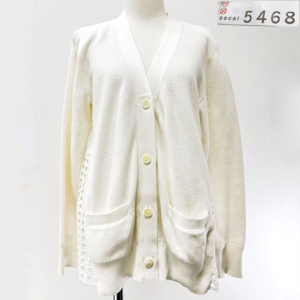 sacai カーディガン　コットン100% レース切替　新宿伊勢丹購入品 sacai カーディガン コットン100% レース切替 新宿伊勢丹購入品