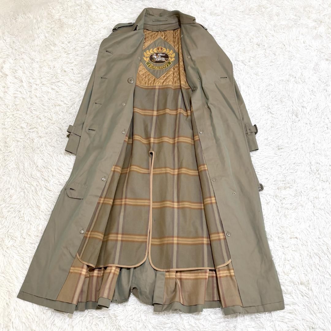 美品バーバリープローサム トレンチコート ロング丈 9AR 玉虫色 ライナー付 美品バーバリープローサム トレンチコート ロング丈 9AR 玉虫色