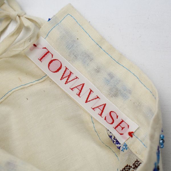 美品 TOWAVASE トワヴァーズ Paulette コットン刺繍 スタンドカラーロングドレス /アイボリー 生成り ワンピース【2400013121163】