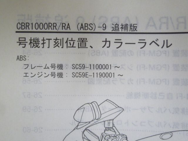 CBR1000RR ABS SC59 配線図有 ホンダ サービスマニュアル 追補版
