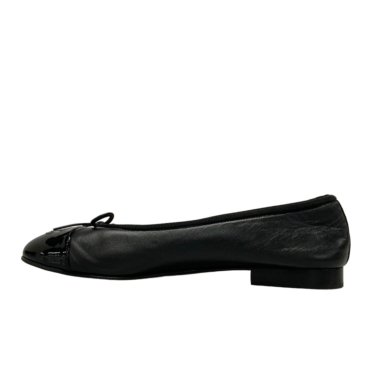 CHANEL シャネル フラットシューズ 37 1|2 C レディース - G02819 黒 リボン|ココマーク レザー ラムスキン KIN-KAAI_COM