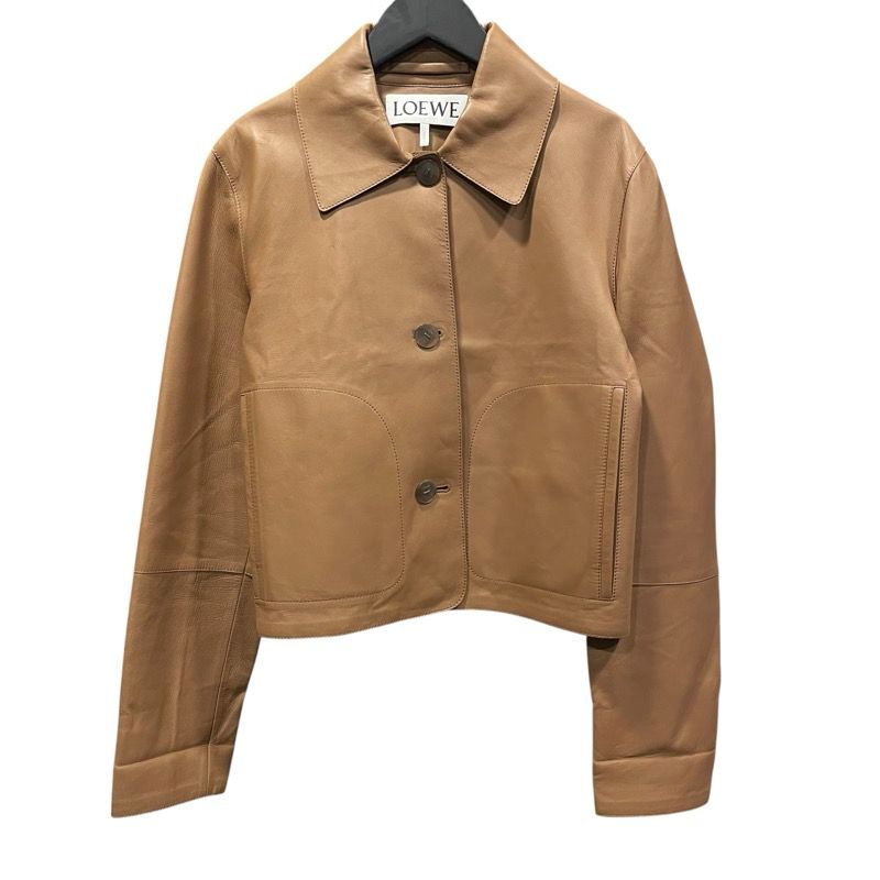 【極上美品】LOEWEロエべ　レザーテーラードジャケット　ブラウン 極上美品】LOEWEロエべ レザーテーラードジャケット ブラウン - メルカリ