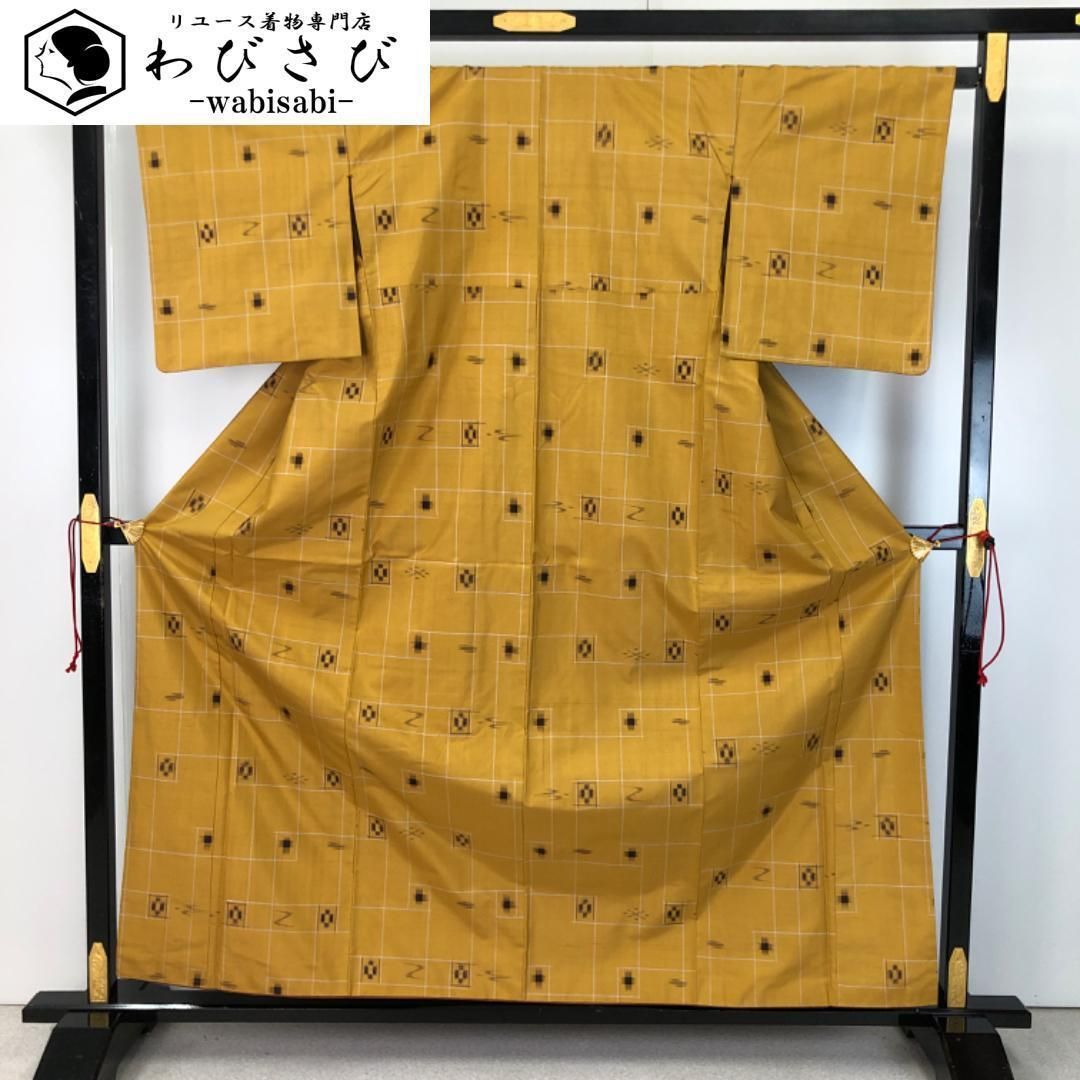 紬着物 本場琉球絣 絣模様 琉球柄 芥子色 K-5226 紬着物 本場琉球絣 絣模様 琉球柄 芥子色 K-5226 - メルカリ