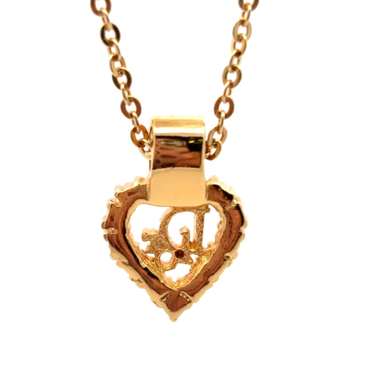極美品　未使用級　クリスチャンディオール ハートロゴ ネックレス ストーン クリスチャンディオール Christian Dior ネックレス ハート ロゴ