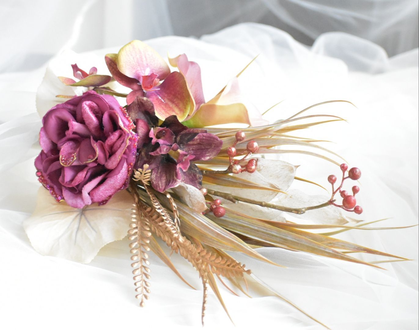 煌めくゴールド×ビーズ☆絢爛豪華な和装ブーケ☆ウェディングブーケ☆前撮り 煌めくゴールド×ビーズ☆絢爛豪華な和装ブーケ☆ウェディングブーケ