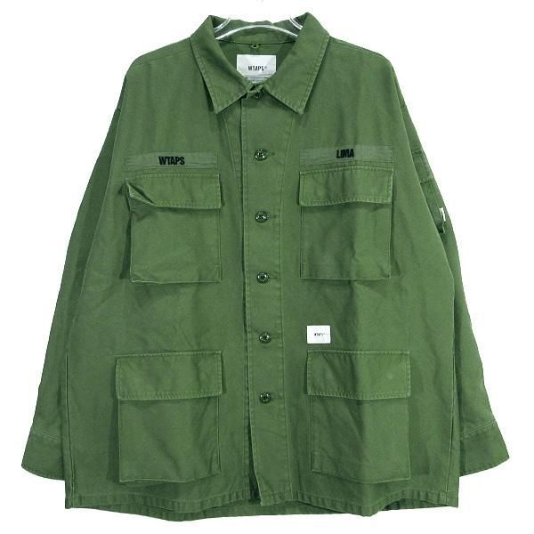 WTAPS ダブルタップス 20SS JUNGLE LS 01/SHIRT.COTTON.SATIN 201WVDT-SHM02 ジャングル  ロングスリーブ シャツ コットンサテン オリーブドラブ 長袖 - メルカリ