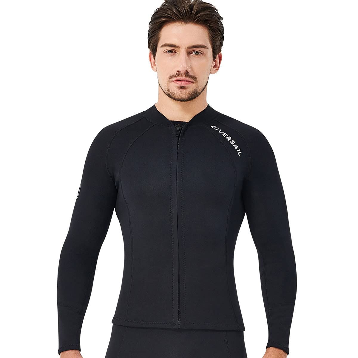 Color ジャケット メンズ _Size XL ウエットスーツ タッパー メンズ 2mm 長袖 ジャケット ネオプレン素材 フロントジッパー サーフィン ウエットスーツ シュノーケリング 沢登 磯釣り D240002M-BK-XL