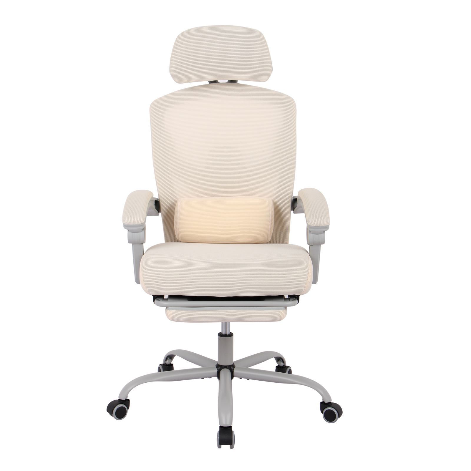 オフィスチェア事務所チェアリクライニング機能足載せ付きロッキング機能【 ベージュ オフィスチェア 事務所チェア リクライニング機能 足載せ付き メッシュ