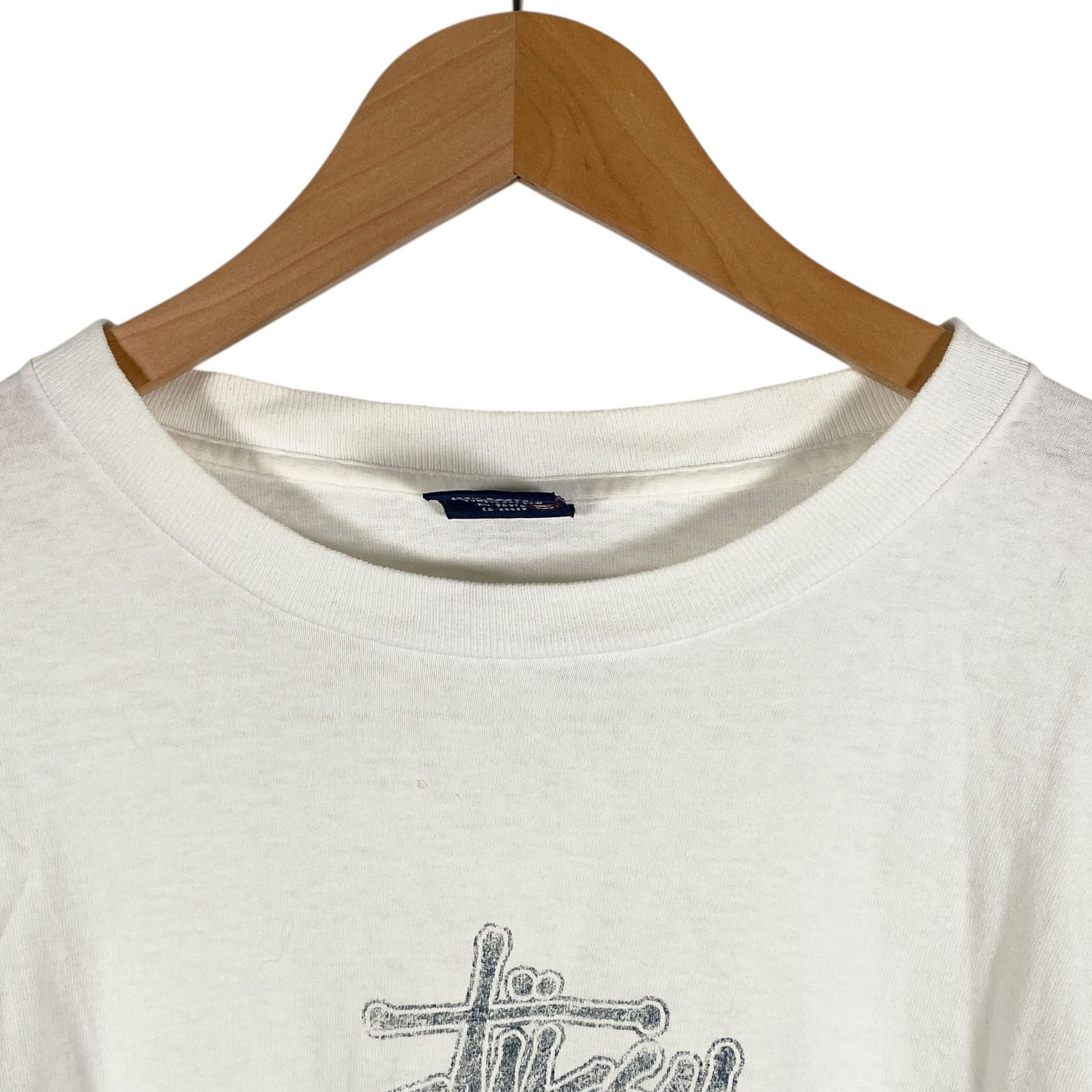USA製 90s STUSSY ステューシー Tシャツ 長袖 ロンT ロゴ 白 ホワイト