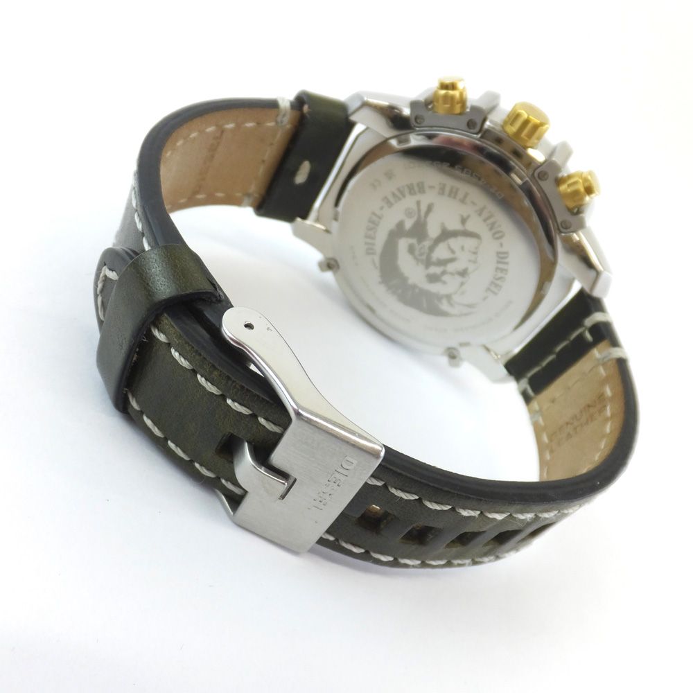 ディーゼルクロノグラフ DZ-4585 ブラック文字盤ステンレス レザーグリーン ディーゼルクロノグラフ DZ-4585 ブラック文字盤ステンレス