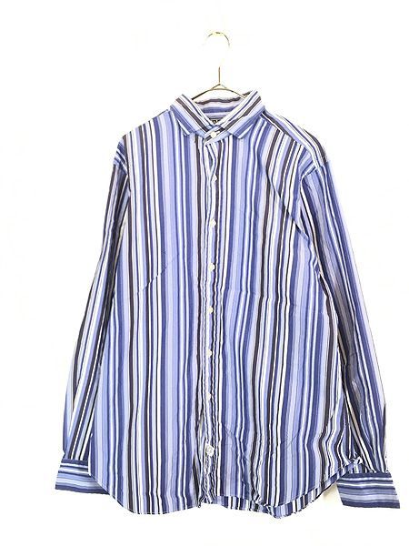 古着 Polo Ralph Lauren 「ESTATE CLASSIC FIT」 マルチ ストライプ ワイドカラー シャツ L 古着