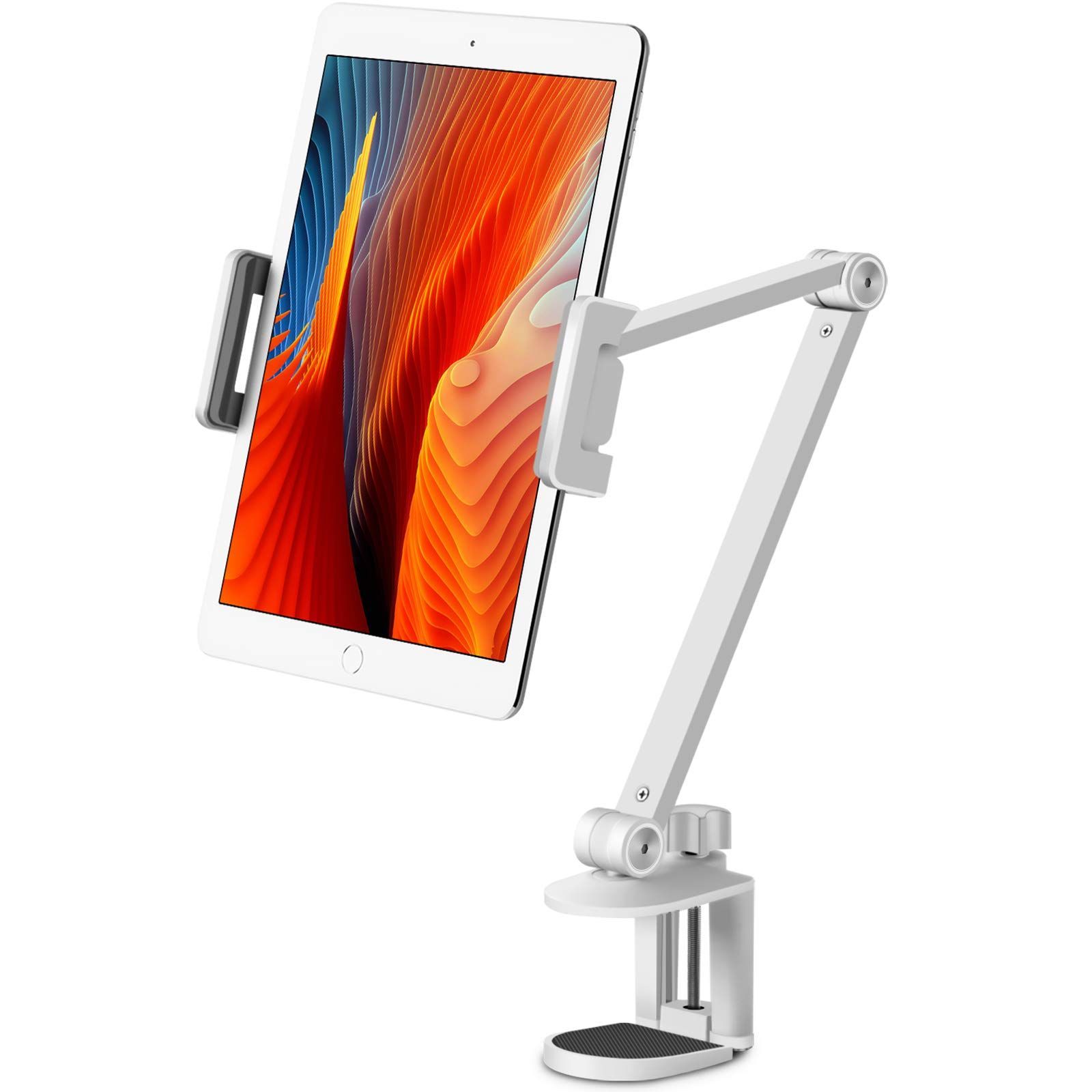 Viozonタブレット ス タンド ホルダー マウ ント、360回転可能、 さと度の調整可 能、ハイグレードアル ミニウム合アーム、 4.5-13インチの携帯電 話とタブレットに適