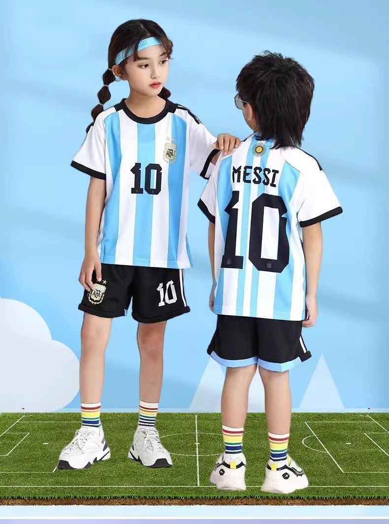 150~160cm アルゼンチン メッシ 子供サッカーユニフォーム上下2