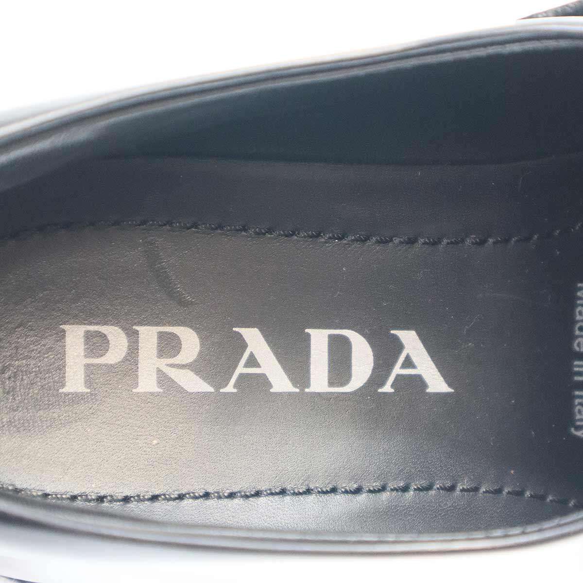 PRADA プラダ モノリスブラッシュドレザーローファー 649 ブラック 36