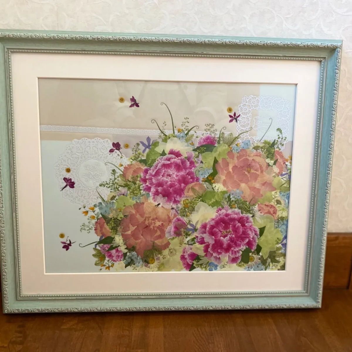 押し花アート　フラワーアート　インテリア 押し花絵画、ドライフラワーアレンジメント、リアルフラワー