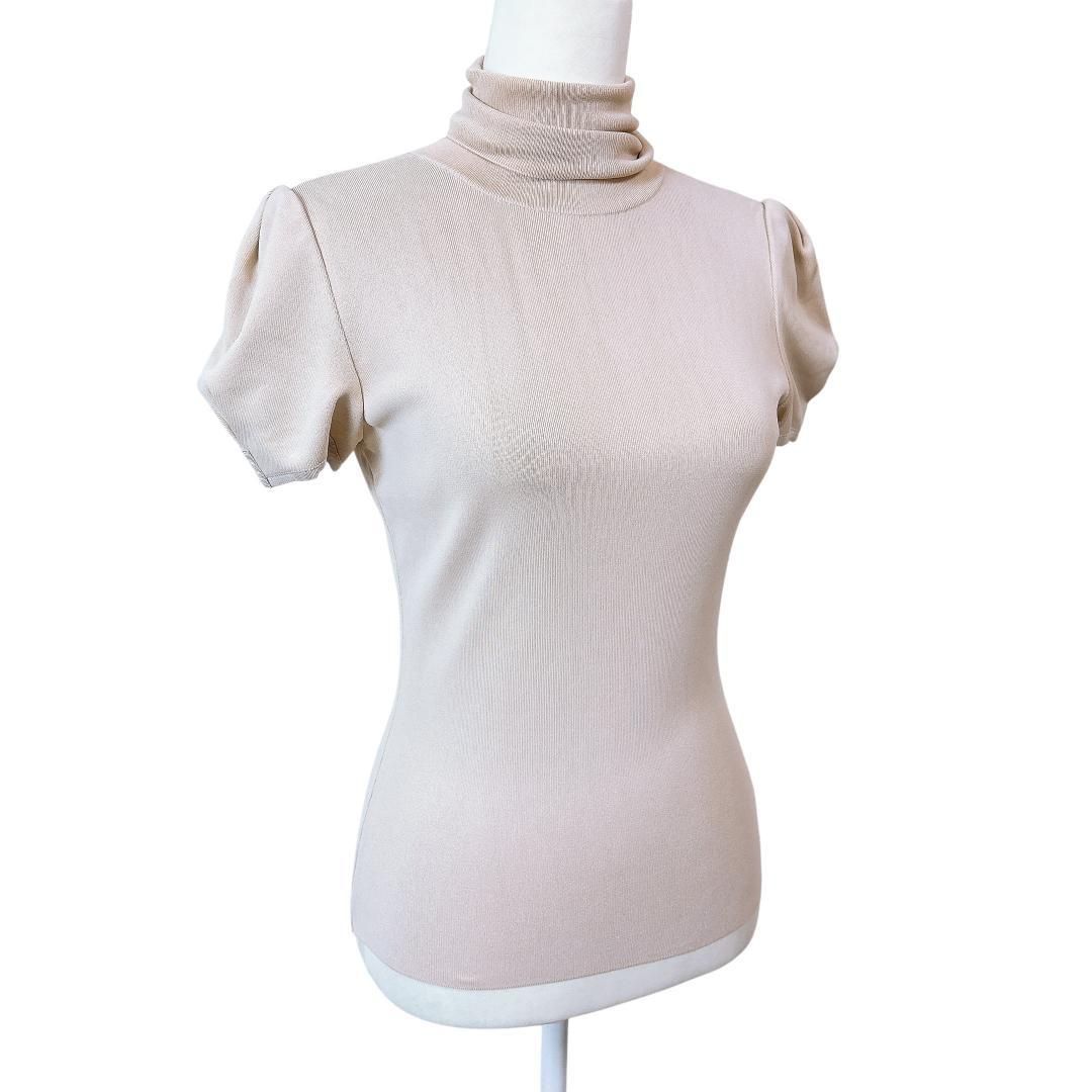 フォクシー ハイネック半袖ニット タートルネック 38 ライトベージュ