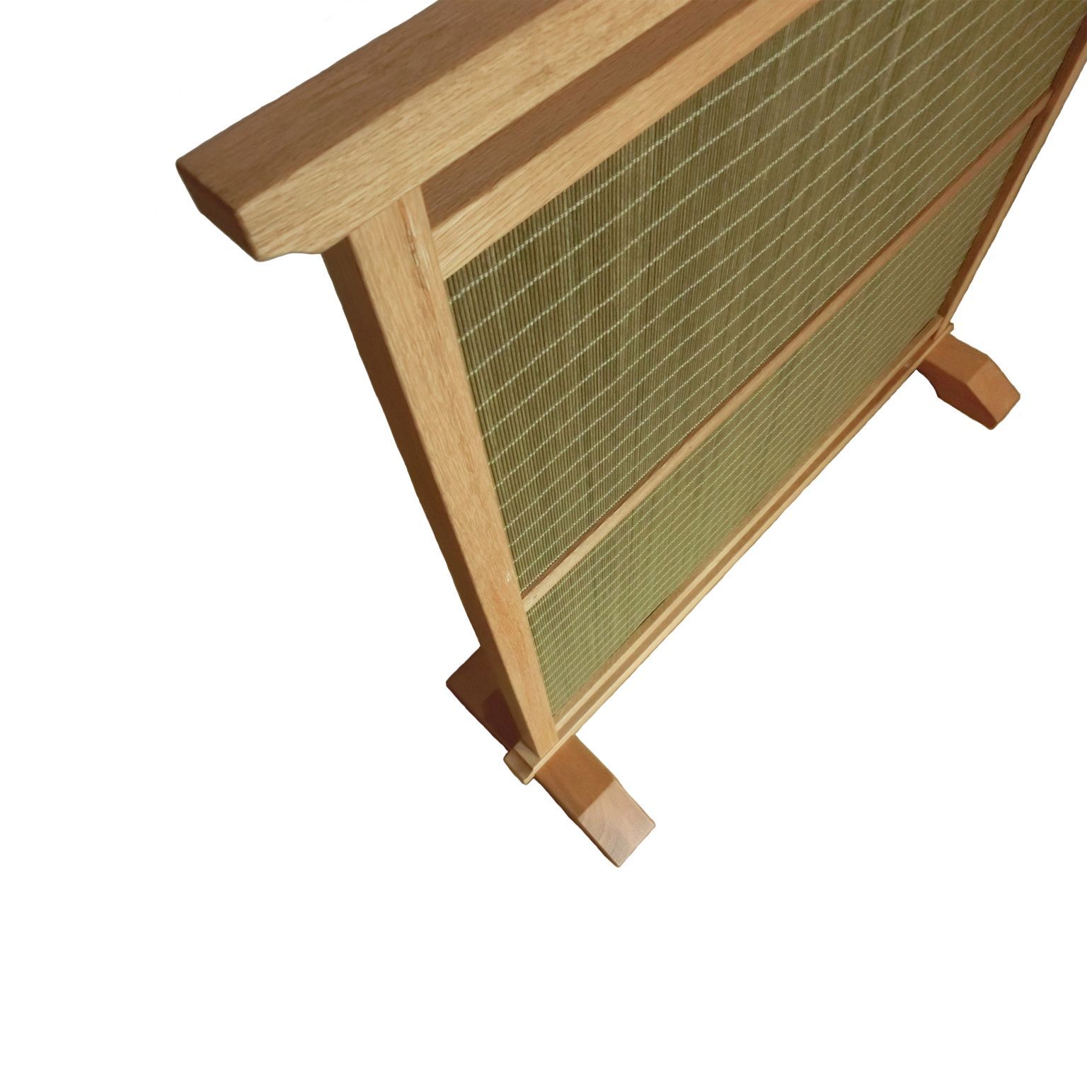 緑茶色 木簾 衝立 楢無垢 オイル仕上げ 和風 ついたて（緑茶色 木簾  