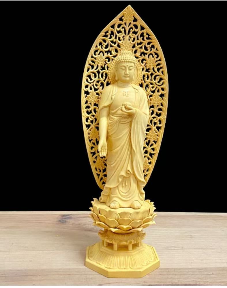 栗田仏像ブランド諸天神巳神（双頭白蛇） （総高8cm、幅11cm、奥行き10cm）彩色 桧木製高級木彫り 14708 仏像 烏枢沙摩明王 厨子入り(金メッキ⁄24金)仏師：牧田秀雲 原型＿