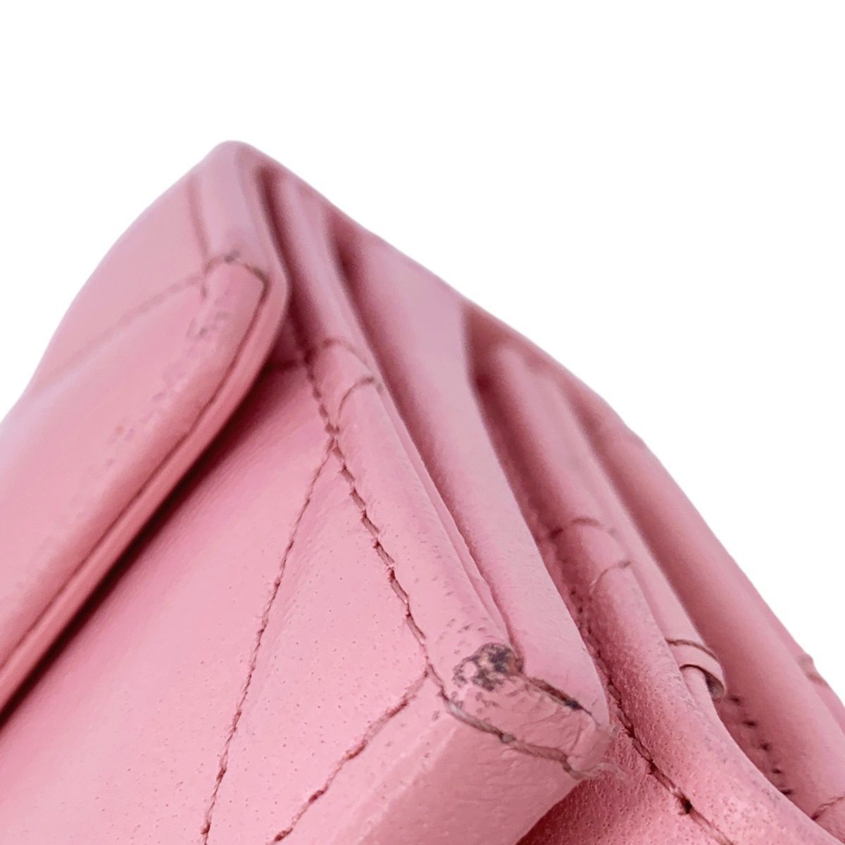 中古】 CHANEL シャネル 19 スモール フラップ ウォレット ピンク SV  