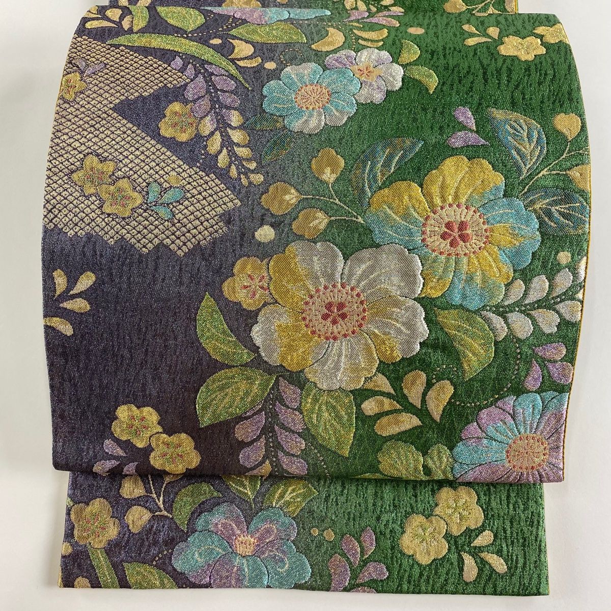 【美品】 正絹袋帯 金×深緑 竹文様 モダン上品 袋帯 美品 秀品 草花 金銀糸 箔 緑 六通 正絹 【中古】 - メルカリ
