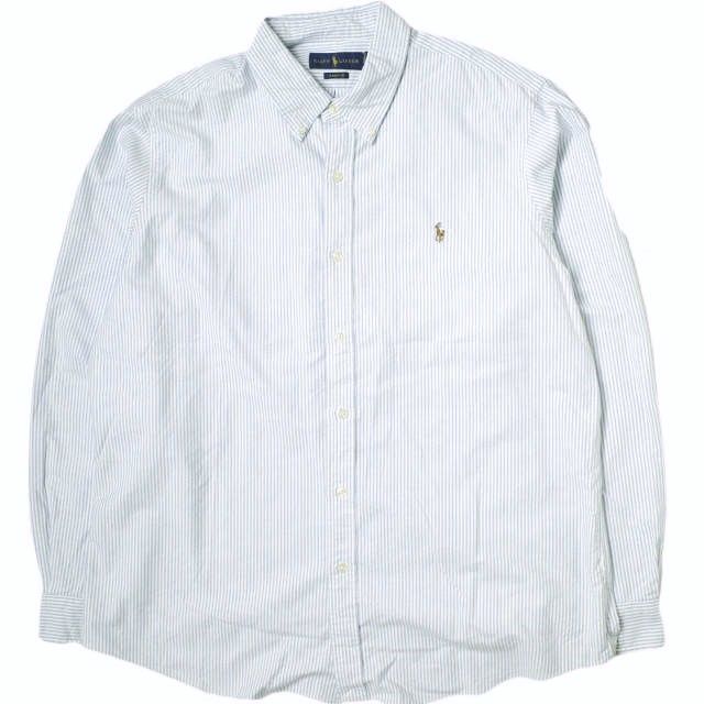 RALPH LAUREN ラルフローレン CLASSIC FIT STRIPE OXFORD BD SHIRT ポニー刺繍 ストライプオックスフォードBDシャツ 710548535006 XL サックス/ホワイト 長袖 ボタンダウン トップス g17991