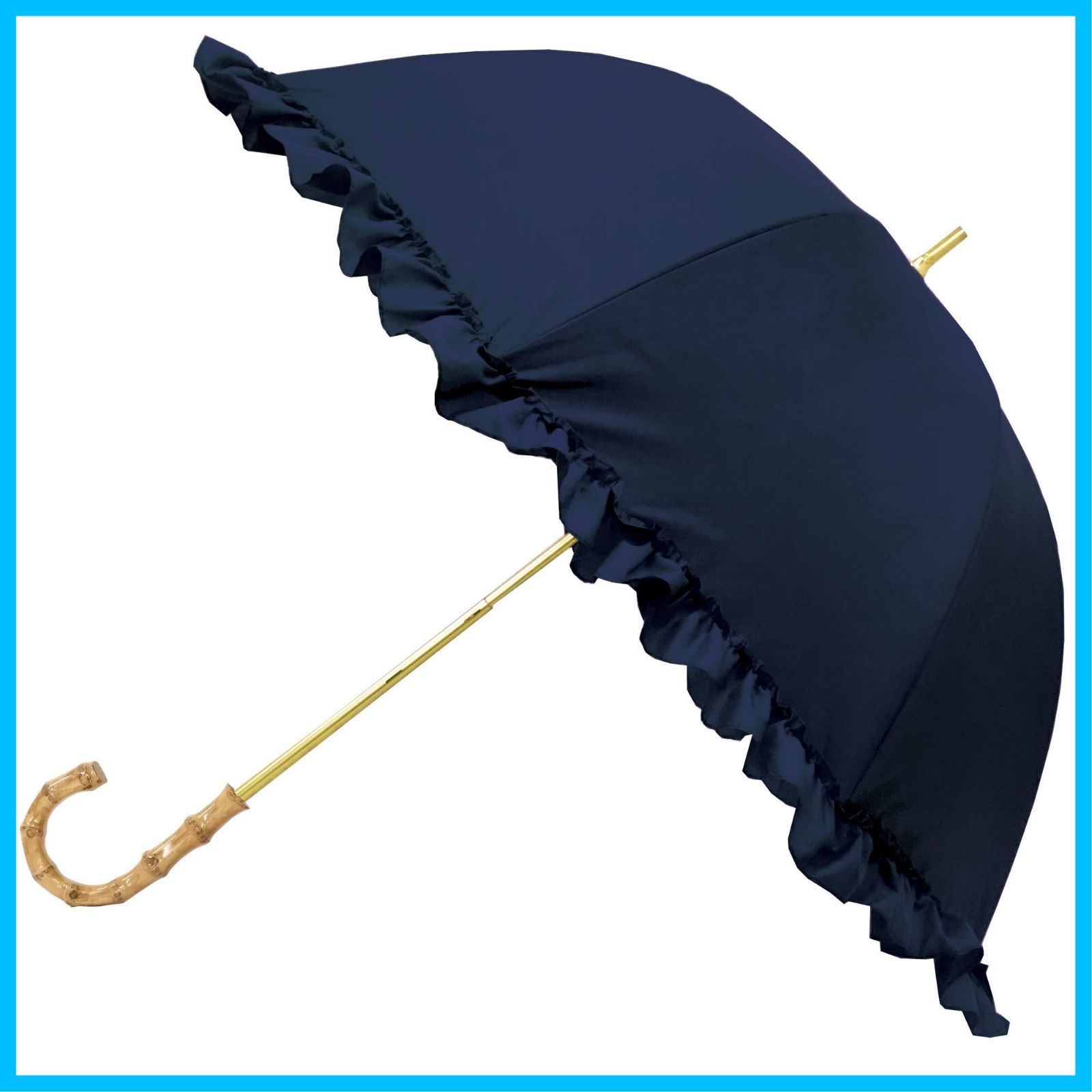 ネイビー 日傘 50 cm フリル ピンクトリック 6本骨 87133