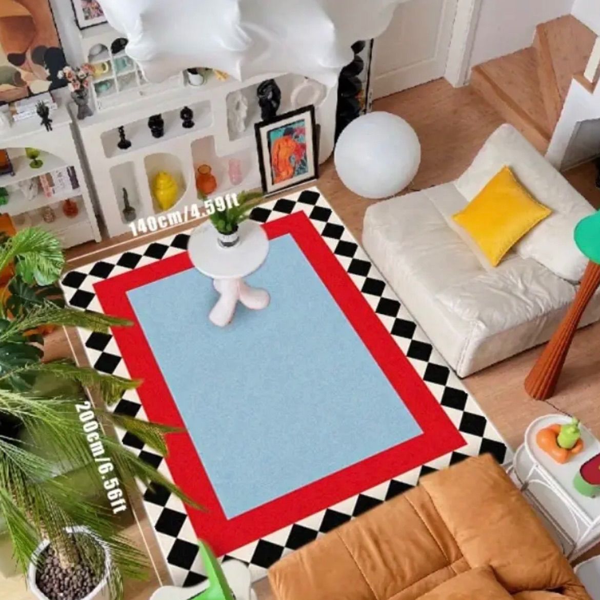 幾何学模様のカラフルラグ 80x150cm ラグ カラフル 幾何学模様 ぬいぐるみマット 模造カシミア 厚さ5mm