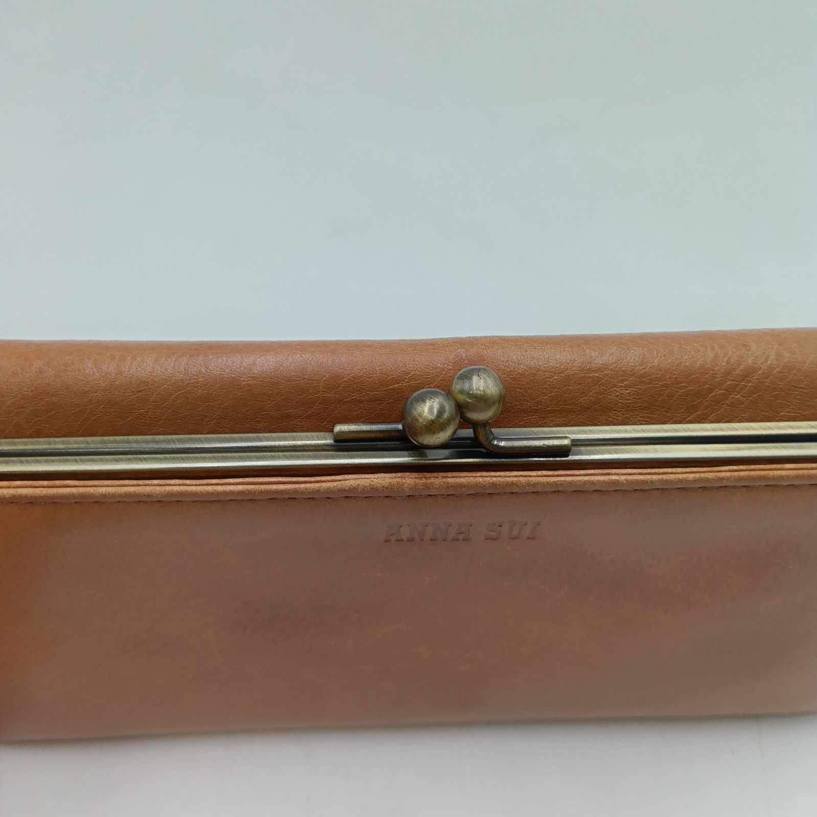 ANNA SUI アナスイ 長財布 がま口 編み込み レザー バタフライ