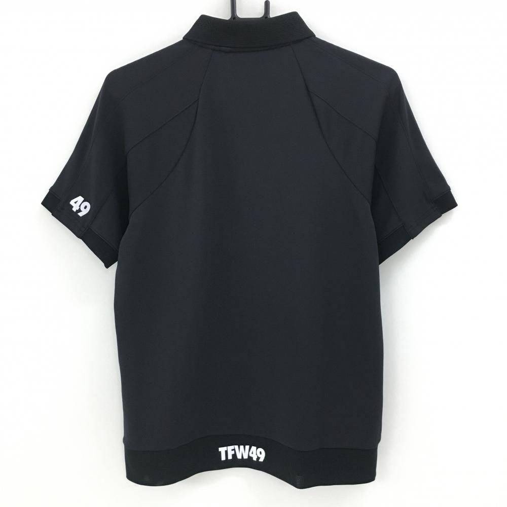 TFW49 半袖ポロシャツ 黒 ロゴ白 袖口 裾メッシュ メンズ 3 S ゴルフウェア TFW49