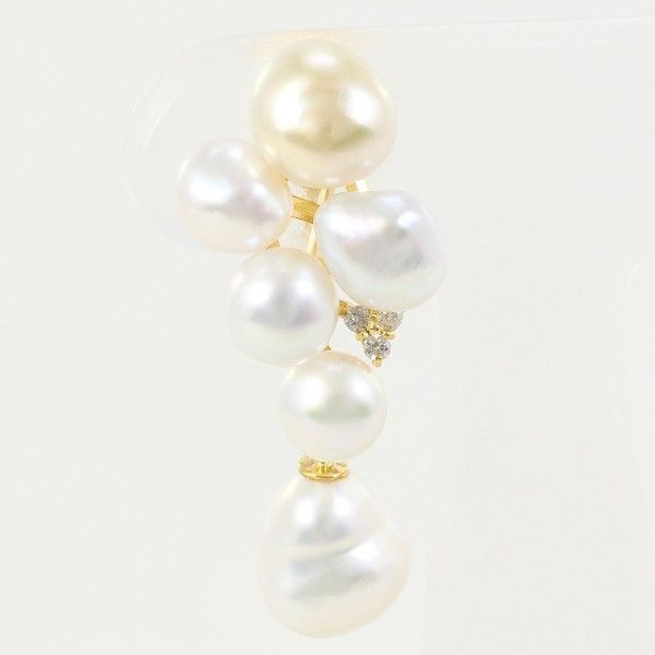 【18％OFF】 パール（真珠） イヤリング（片耳） K18YG ダイヤ 総重量約 0.04 真珠
