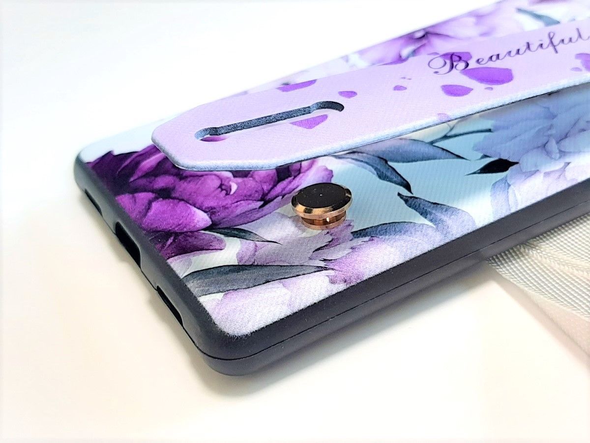 Pixel 6a 紫花ベルト スマホケース