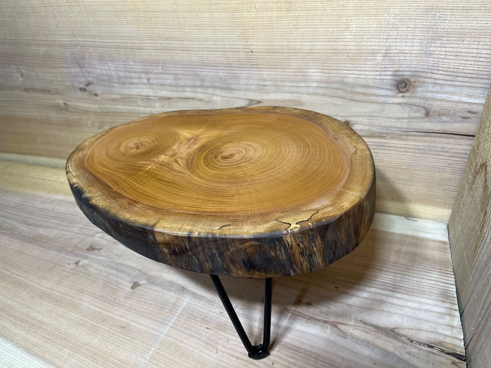 天然木 一枚板 サイドテーブル スツールセット 椅子 ローテーブル