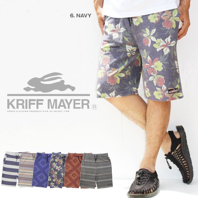 【KRIFF MAYER】キャンプ裏毛ショーツ ショーツ おしゃれ パンツ ショートパンツ 短パン ギフト プレゼント 部屋着 パジャマ クリフメイヤー【メンズ/レディース/ユニセックス】【S/S】〇 3.ブ