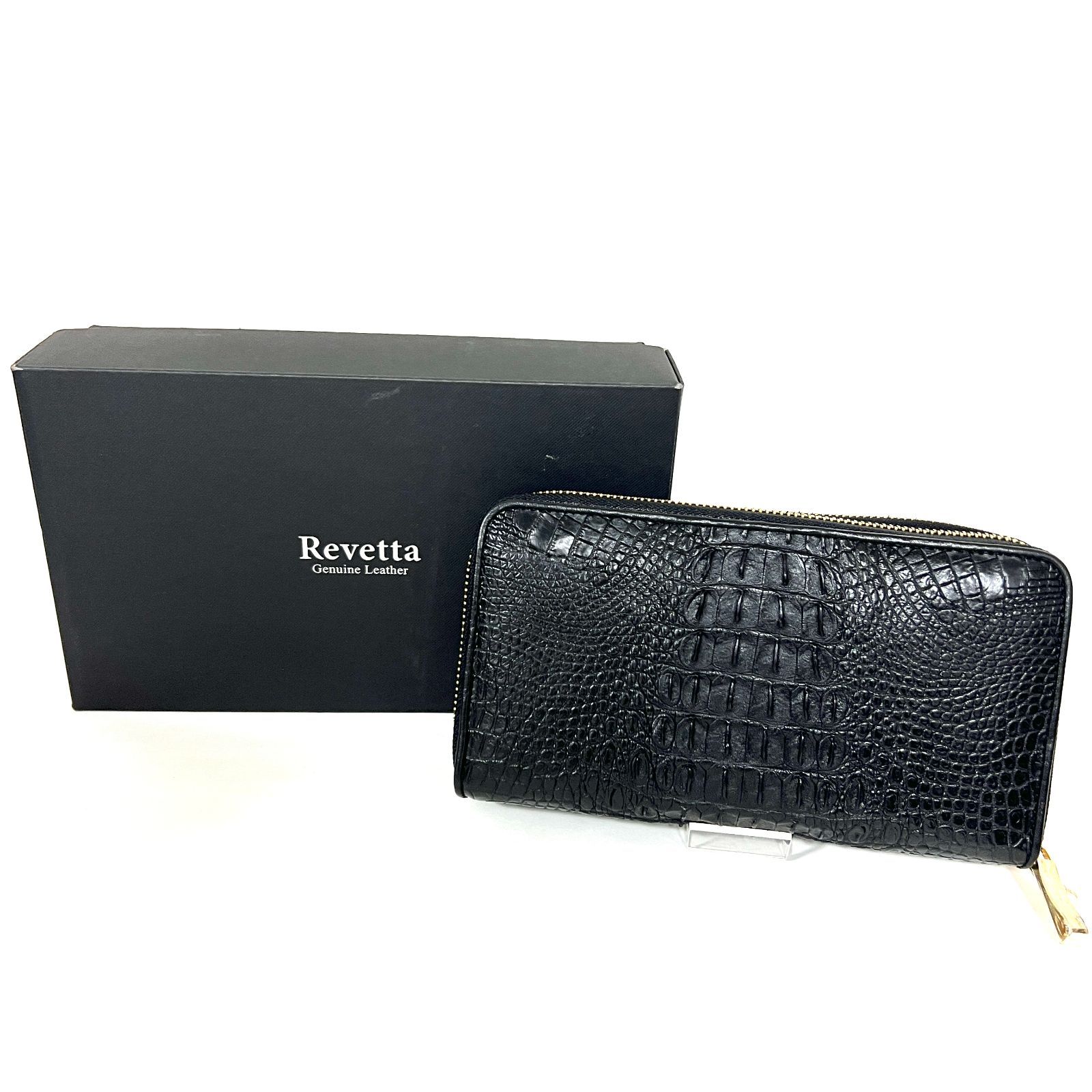 激レア！美品✨ GANZO 長財布 二つ折り ベビーカーフ 黒 マチなし ロゴ