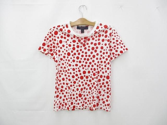 ルイヴィトン LOUIS VUITTON 草間彌生 インフィニティドット 半袖Tシャツ XS ホワイト レッド レディース