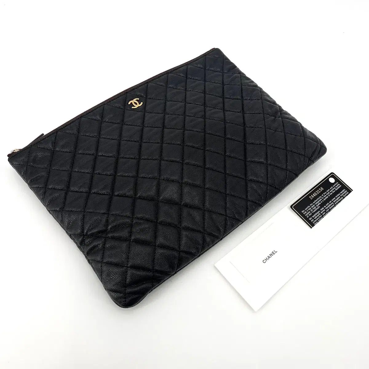 Chanel シャネル クラシック キャビア クラッチ ラージ 金具