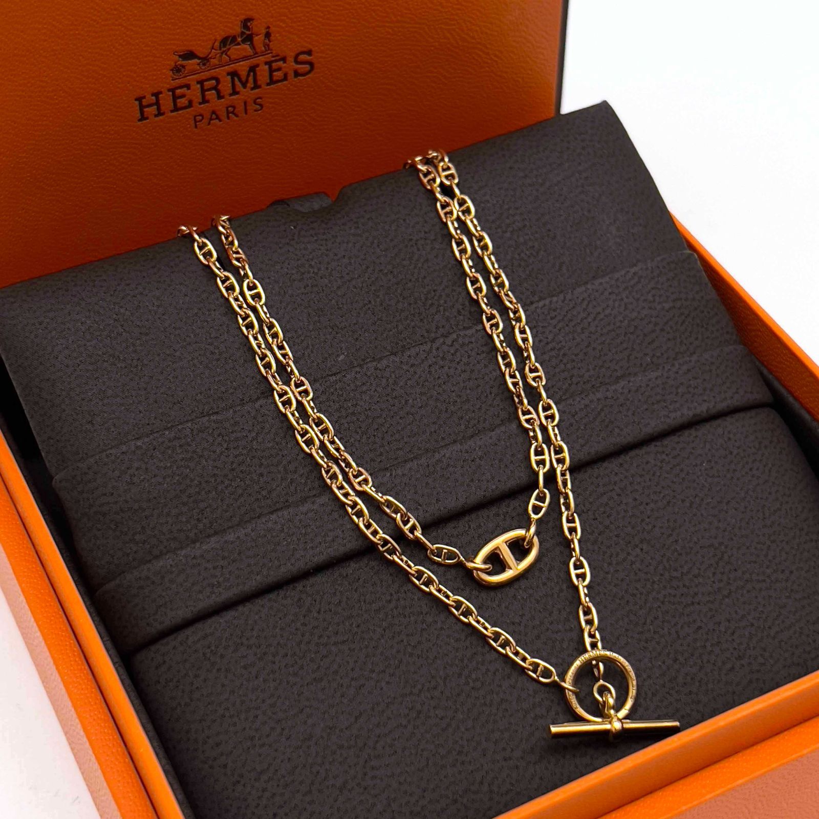 【未使用】 エルメス ファランドール ネックレス ゴールド シェーヌダンクル HERMES エルメス シェーヌダンクル ファランドール K18PG ネックレス
