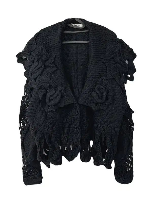 F KANSAI ウール 100 脱構築主義 フラワーディテール カーディガン