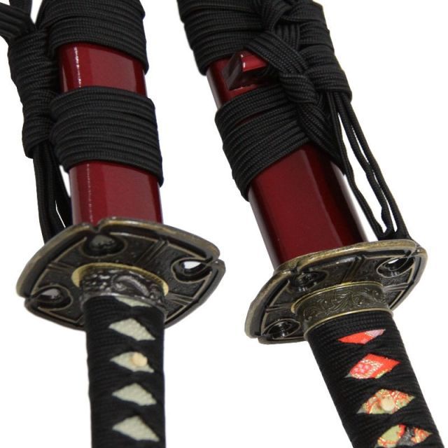 刀袋・内袋・房 黒デラクール二本入刀袋 居合道 模造刀 二刀流 + 刀袋 刀袋・内袋・房 黒デラクール二本入