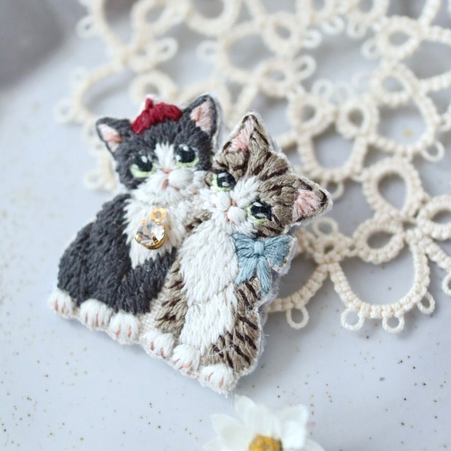未使用 ツモリチサト creperie クレプリ 猫刺繍 ブラック サイズ2 写真では伝えづらい糸のモフモフ感をお伝え出来れば！ #刺繍 #猫