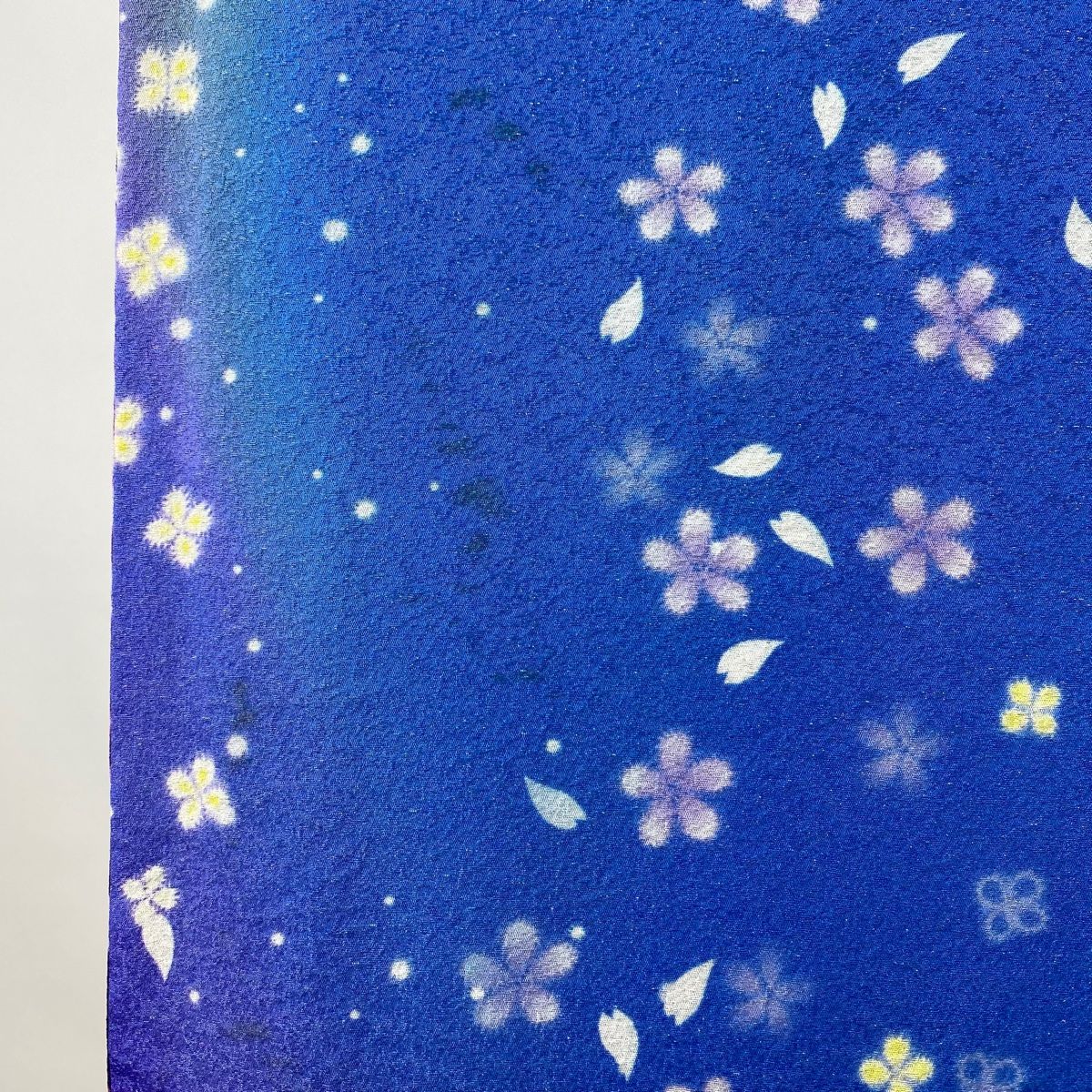 振袖 身丈166cm 裄丈69cm L 袷 桜 花びら 銀通し ぼかし 青 正絹 逸品  