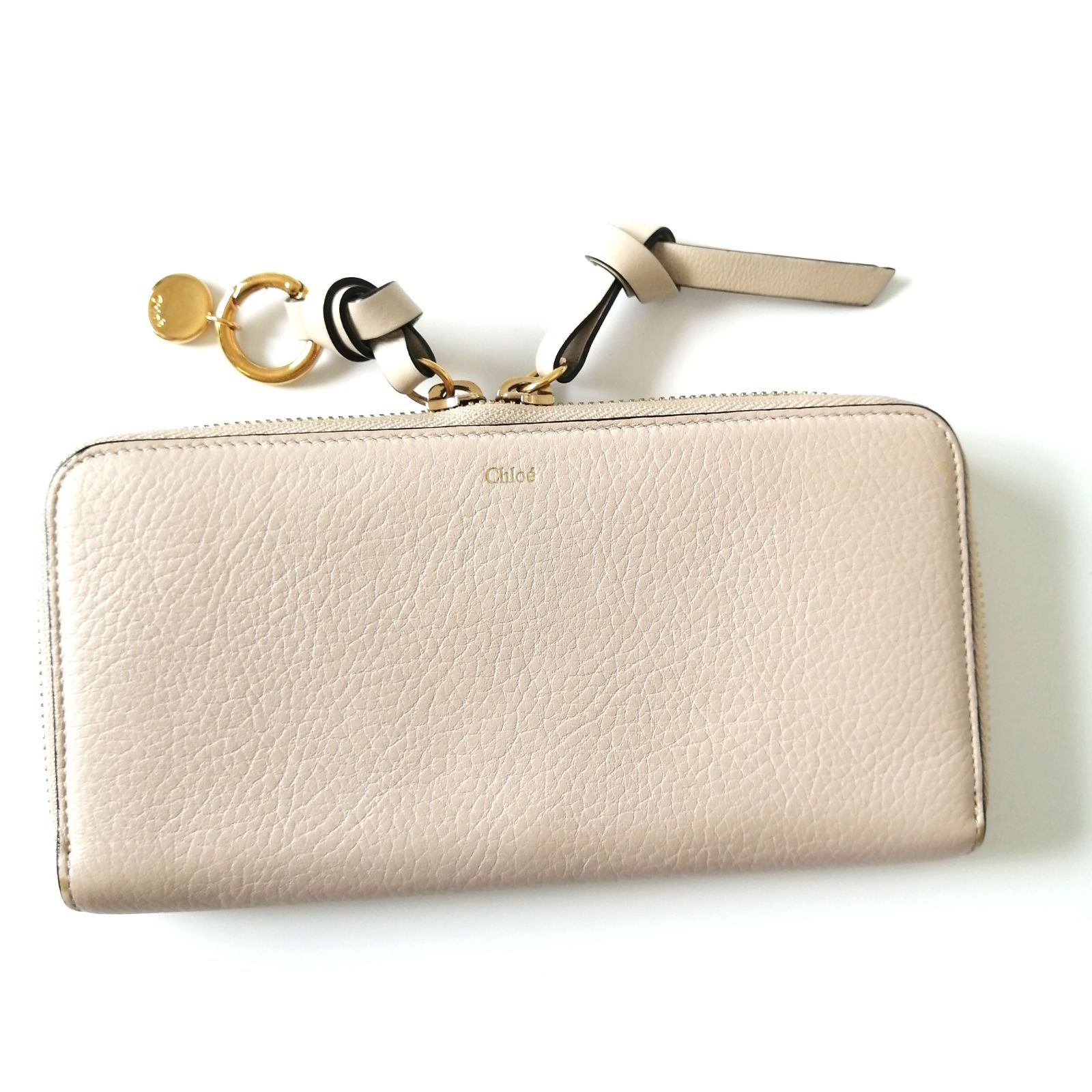 クロエ Chloe 長財布 ラウンドファスナー ベージュ アルファベット 158