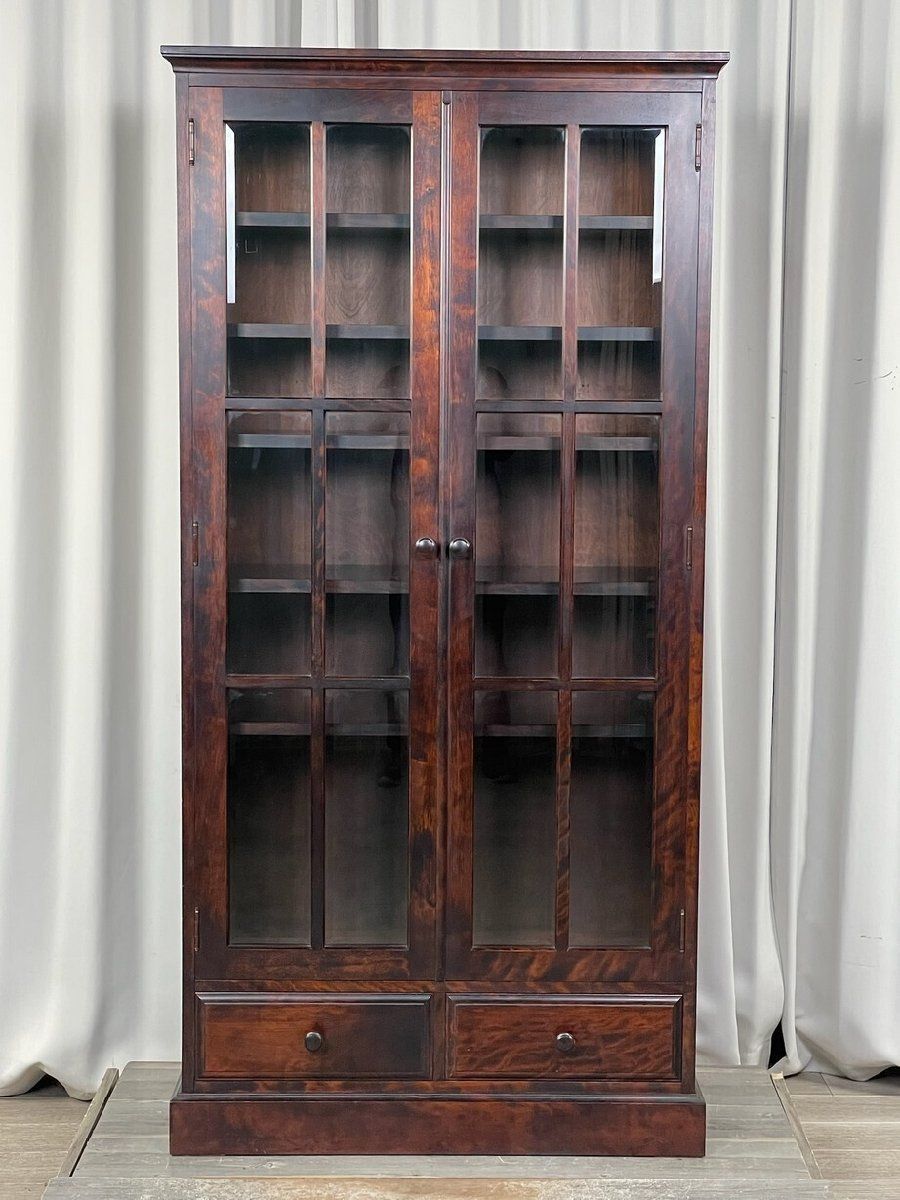 GT49 和光 樺材 民芸家具 書庫 書棚 飾り棚 ガラス キャビネット