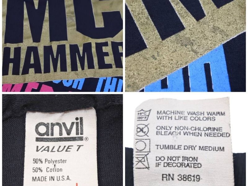 未使用品　90年代　MC HAMMER Tシャツ vintage 90s MC HAMMER TIME U CAN'T TOUCH THIS HIP HOP BLACK t