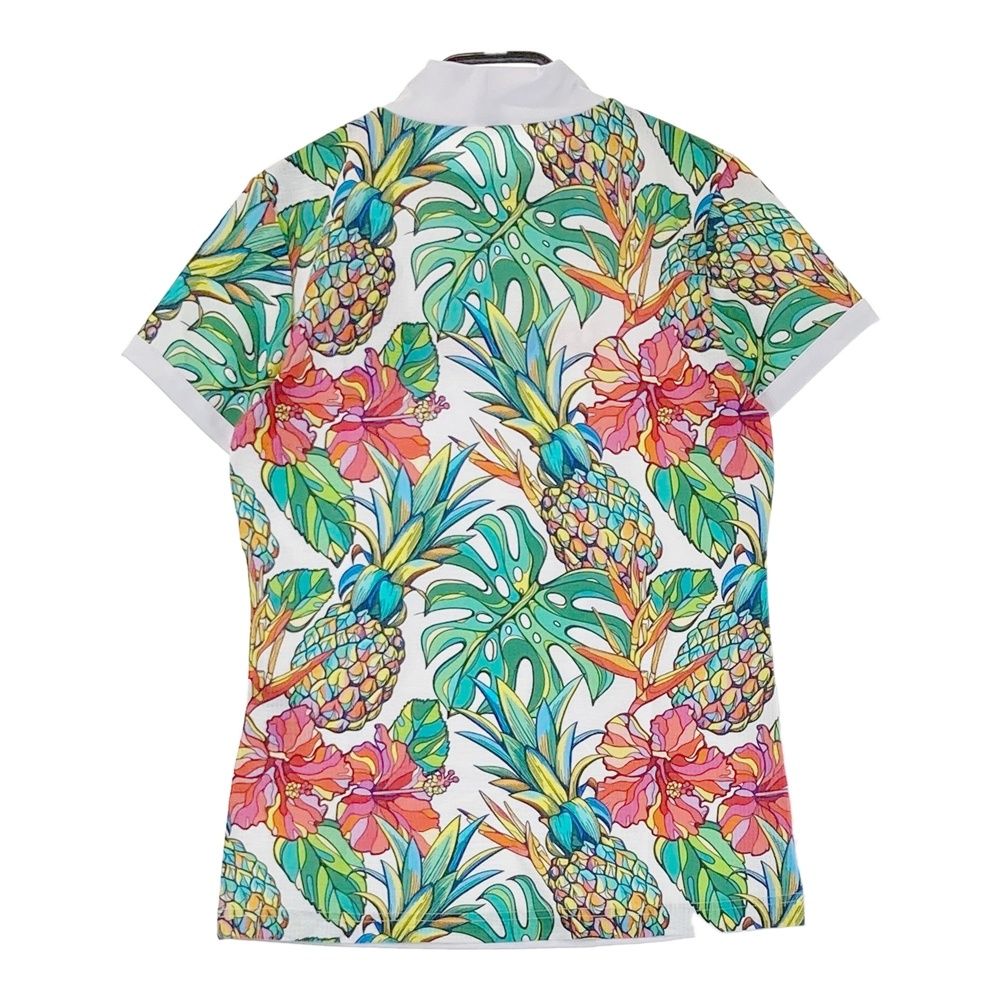 サイズ M LOUD MOUTH ラウドマウス ハイネック半袖Tシャツ サッカー トロピカルパイン柄 ホワイト系 240101537331 ゴルフウェア レディース ストスト